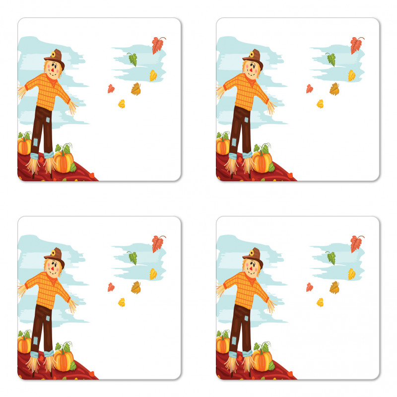 Scarecrow and Fruits Coaster Set Of Four