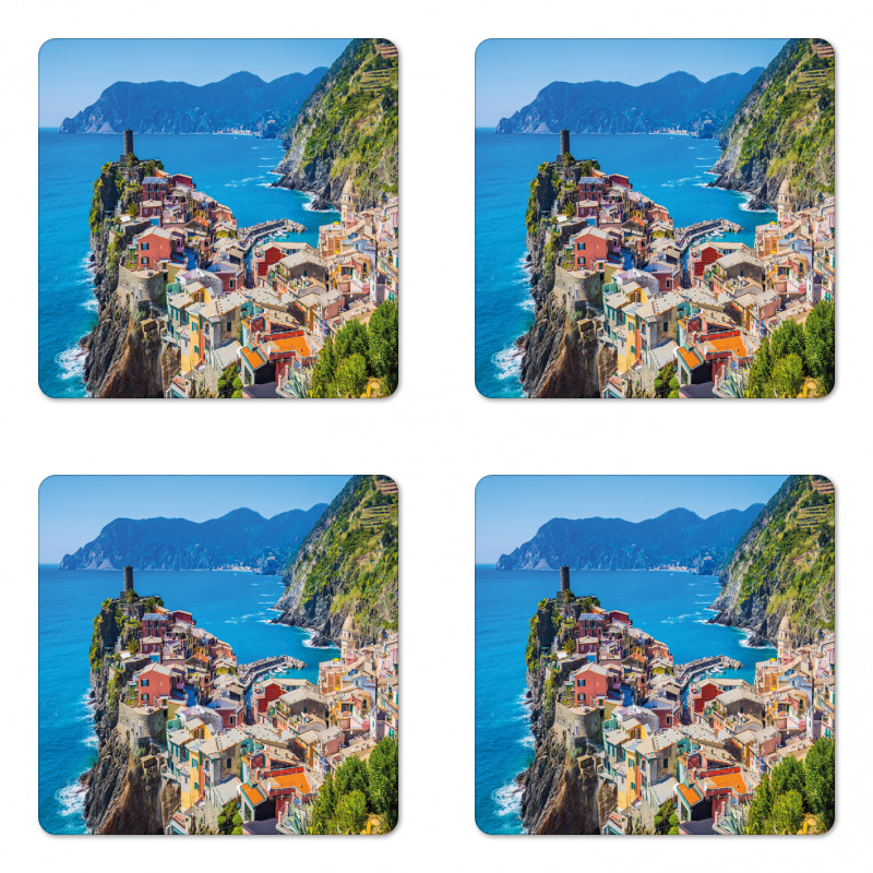 Italy Houses Cliff and Sea Coaster Set Of Four