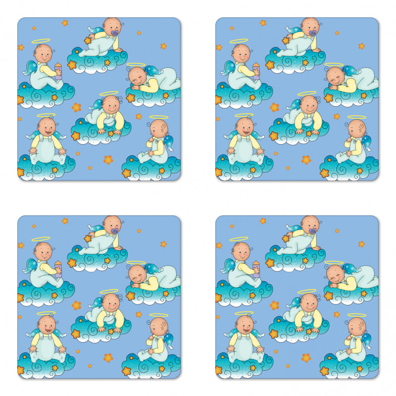 Babies on Clouds in Cartoon Coaster Set Of Four