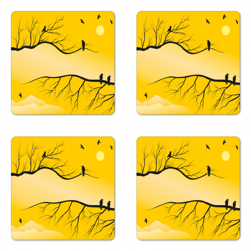 Birds on Bare Branches Coaster Set Of Four