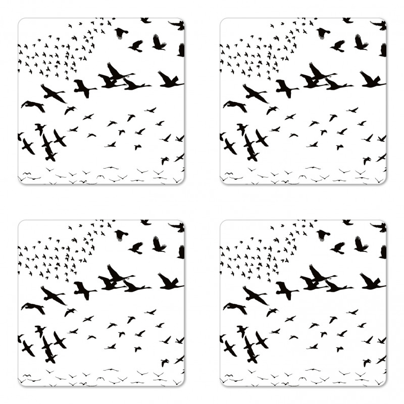 Monochrome Flying Birds Coaster Set Of Four