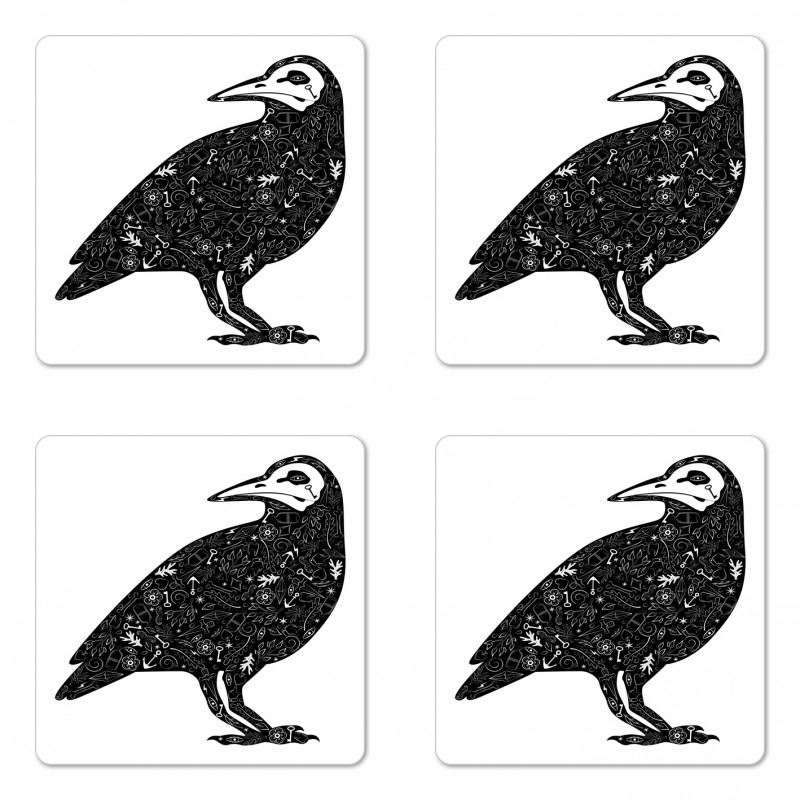 Gothic Art Ornate Bird Coaster Set Of Four