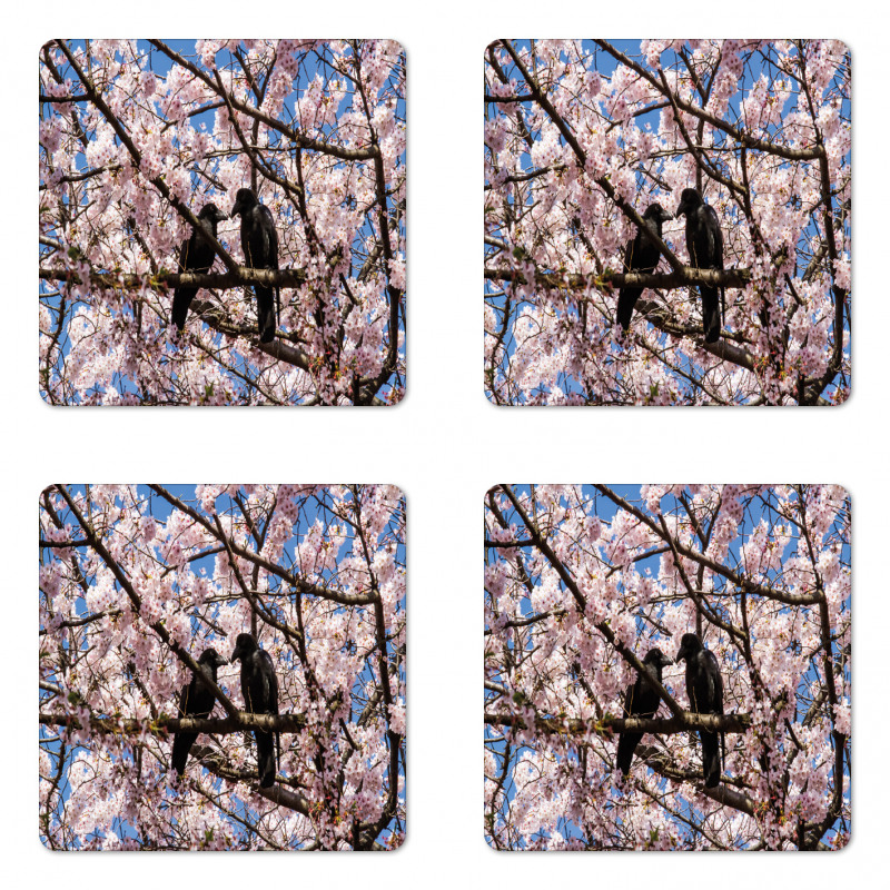 Birds on Sakura Tree Coaster Set Of Four