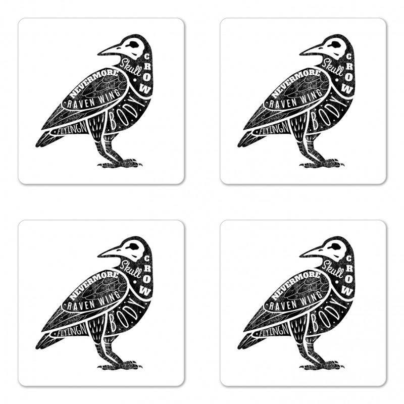 Gothic Bird Font Pattern Coaster Set Of Four