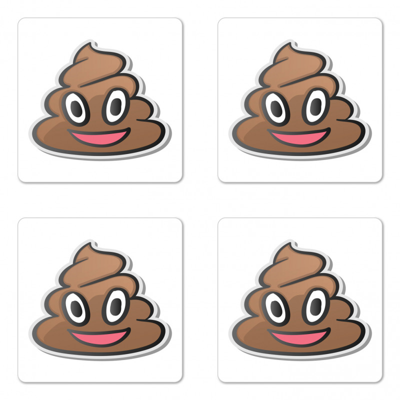 Smiling Face Turd Doodle Coaster Set Of Four