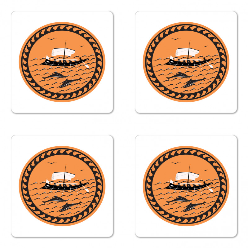 Greek Ship on Waves Coaster Set Of Four