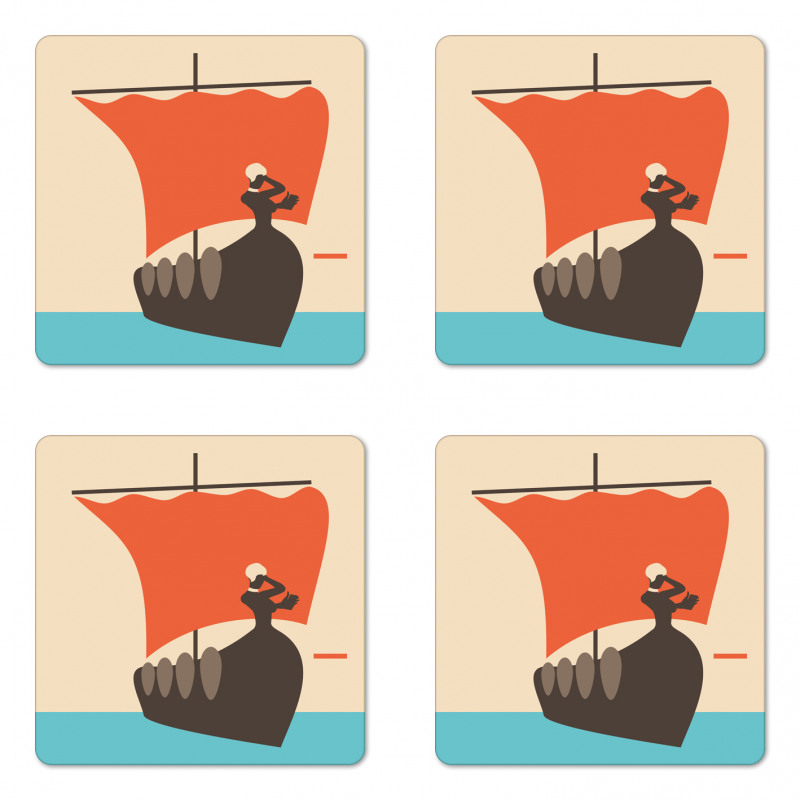 Sailboat with Woman Coaster Set Of Four