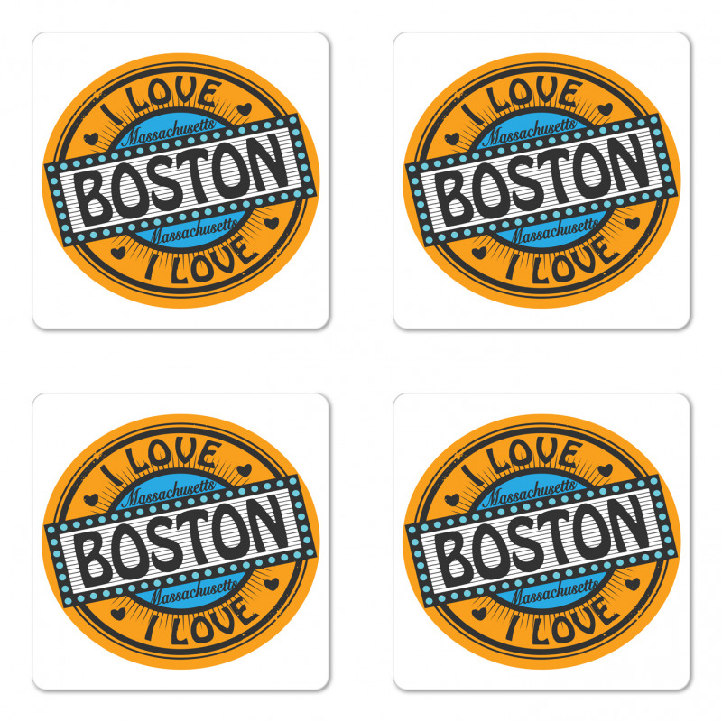 Stamp Style Retro Coaster Set Of Four