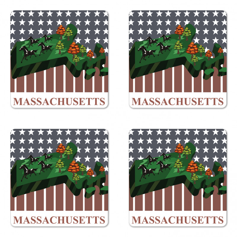 State Map Old Glory Coaster Set Of Four