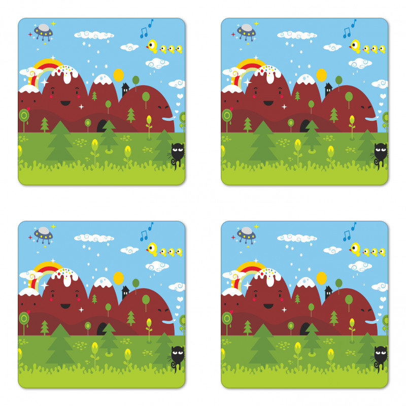 Doodle Land Countryside Coaster Set Of Four