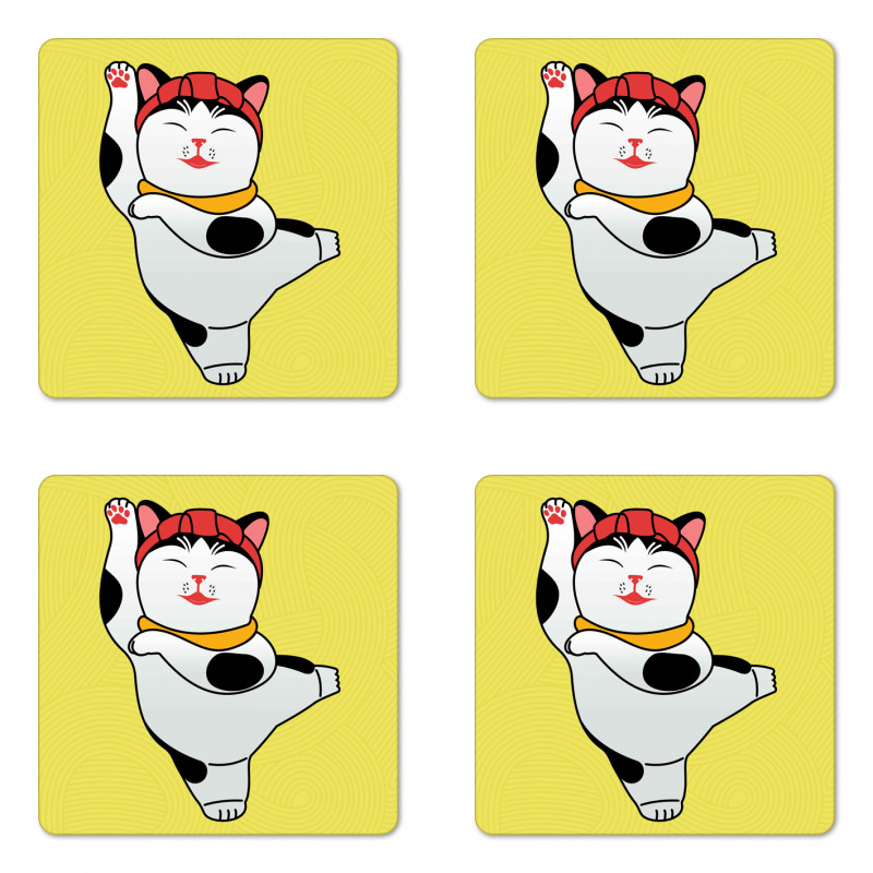 Sporty Maneki Neko Coaster Set Of Four