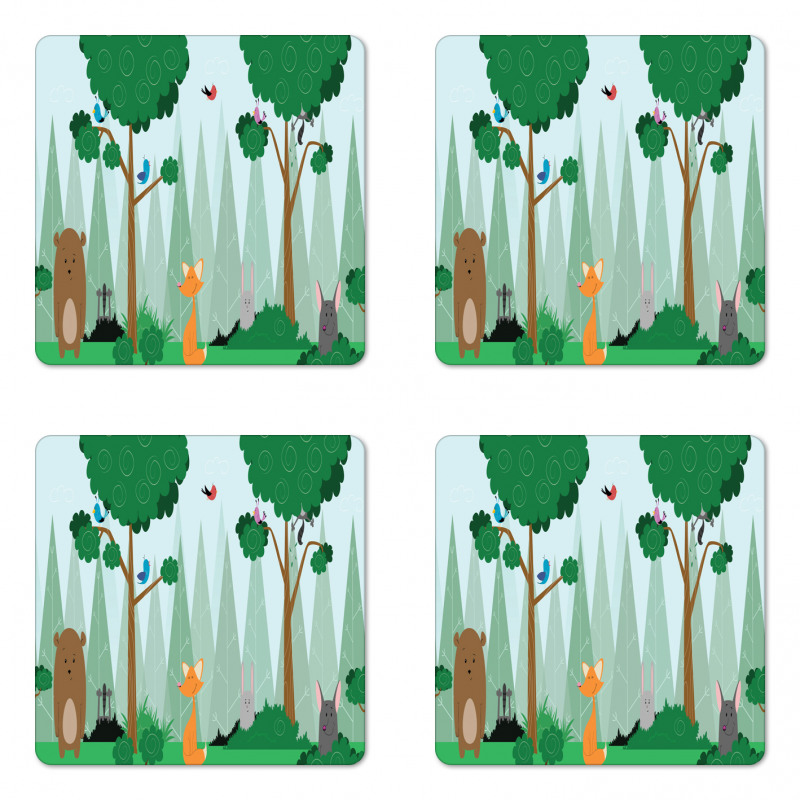 Woods Cartoon Coaster Set Of Four