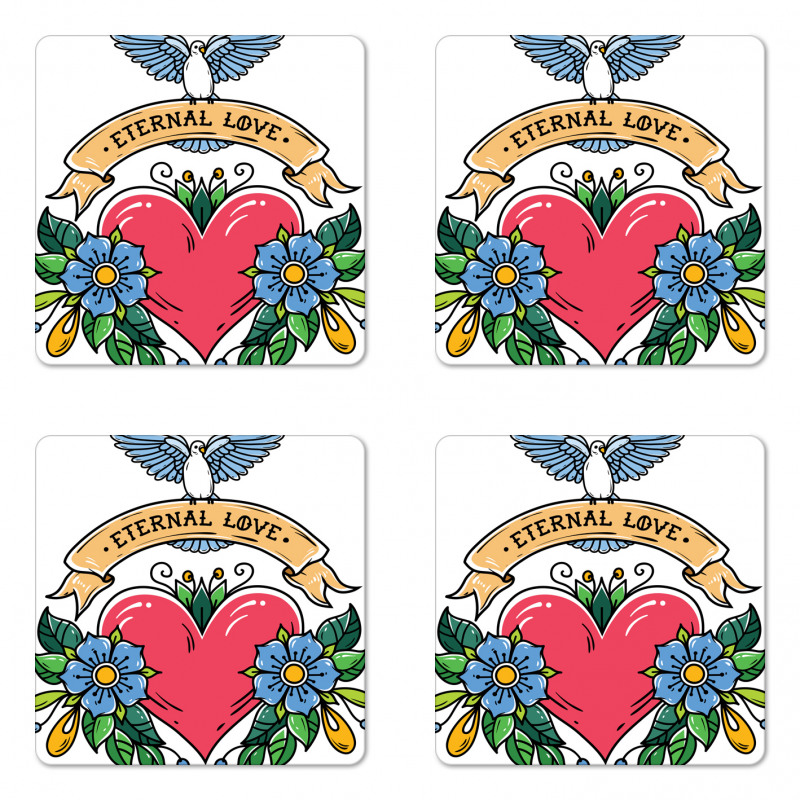 Eternal Love Flora Heart Coaster Set Of Four