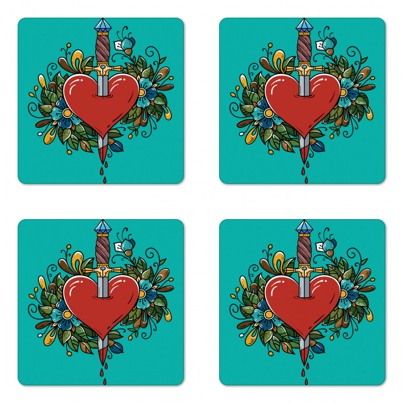 Bleeding Heart Flowers Coaster Set Of Four