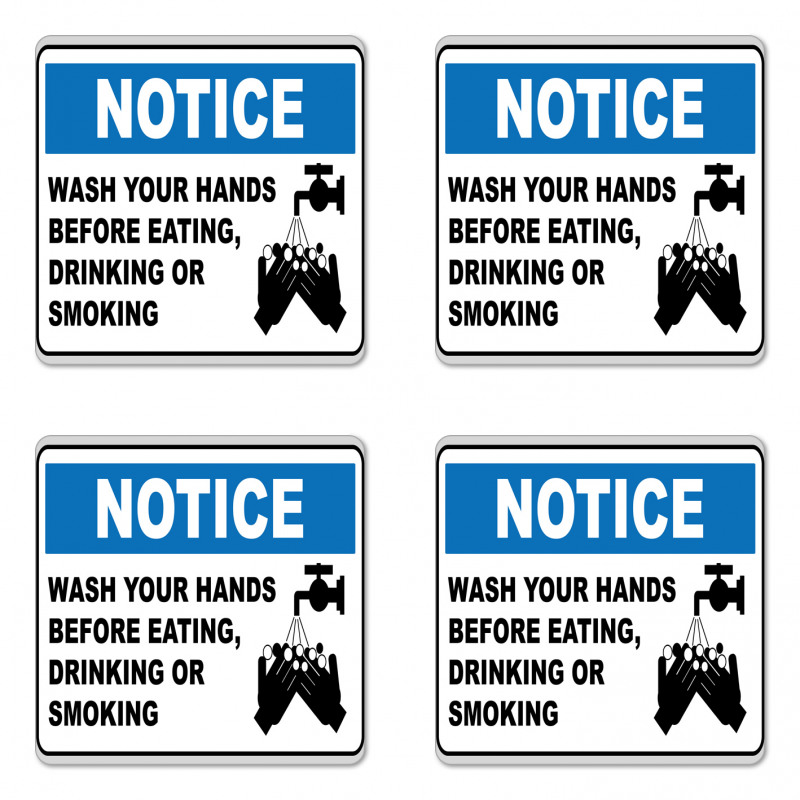 Notice Wash Hands Coaster Set Of Four