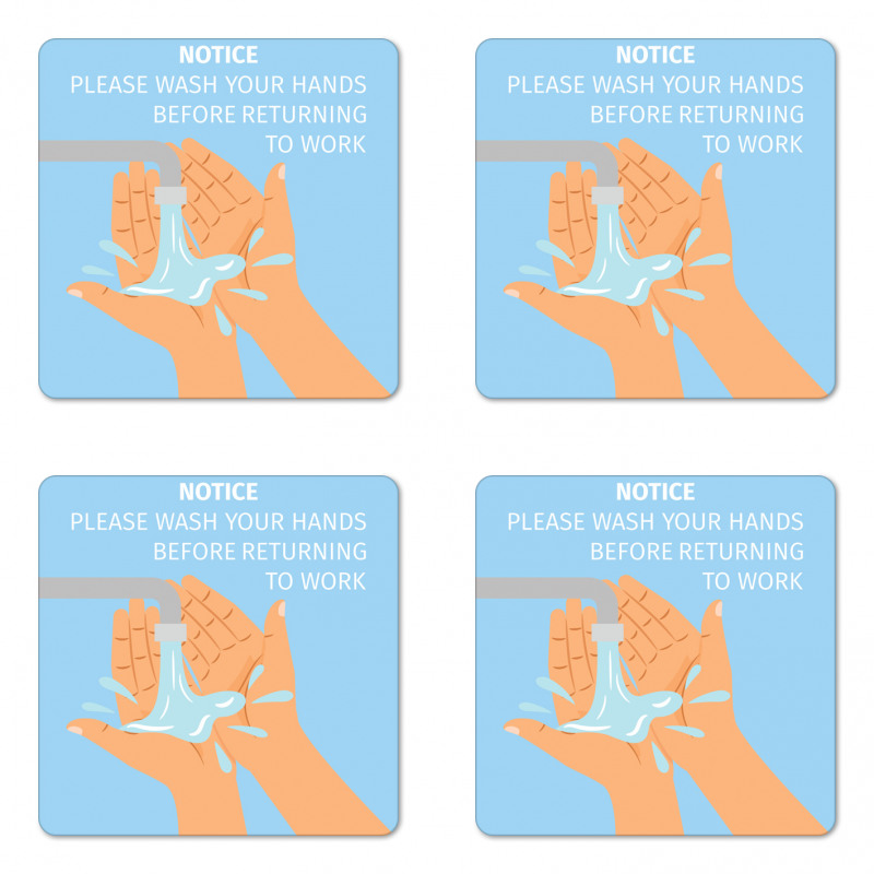 Wash Hands Cartoon Coaster Set Of Four