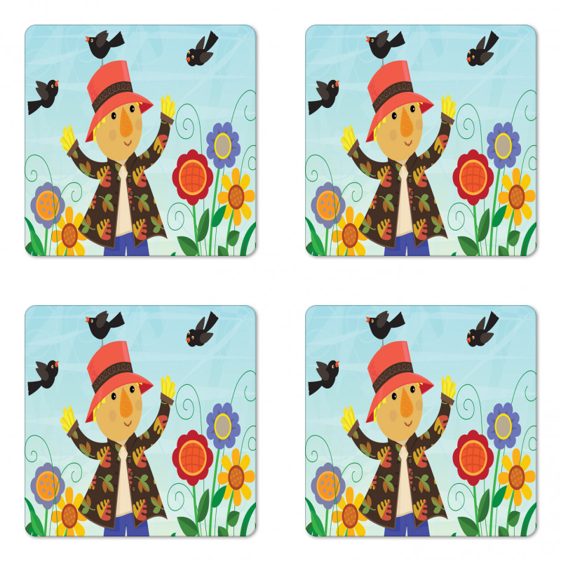 Rustic Scene Bird Friends Coaster Set Of Four