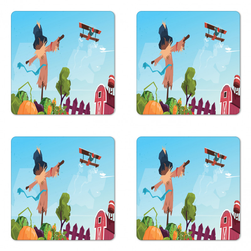 Countryside Cartoon Coaster Set Of Four