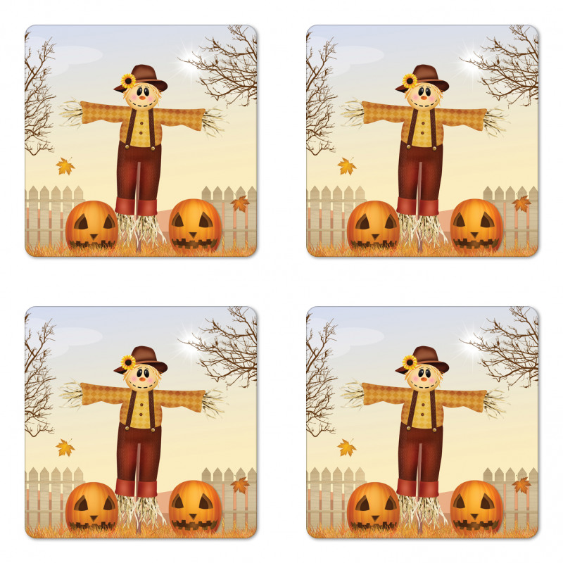 Carved Pumpkin Coaster Set Of Four