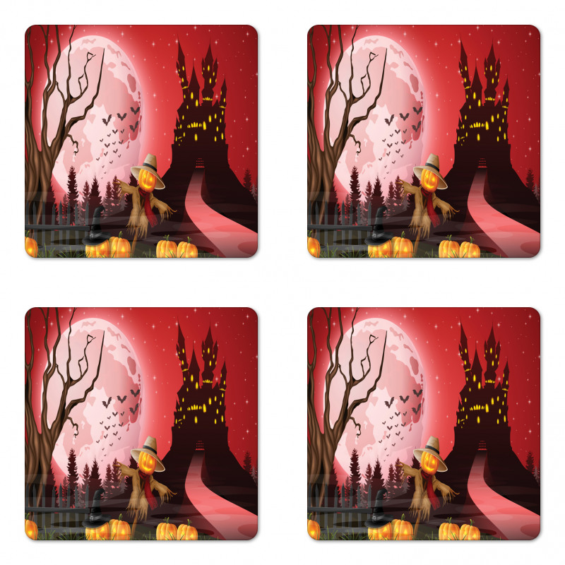 Halloween Haunted Chateau Coaster Set Of Four