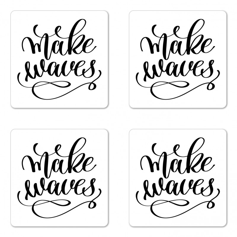 Monochrome Style Cursive Coaster Set Of Four