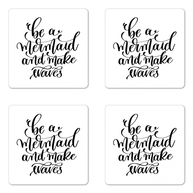 Ink Brush Be a Mermaid Coaster Set Of Four