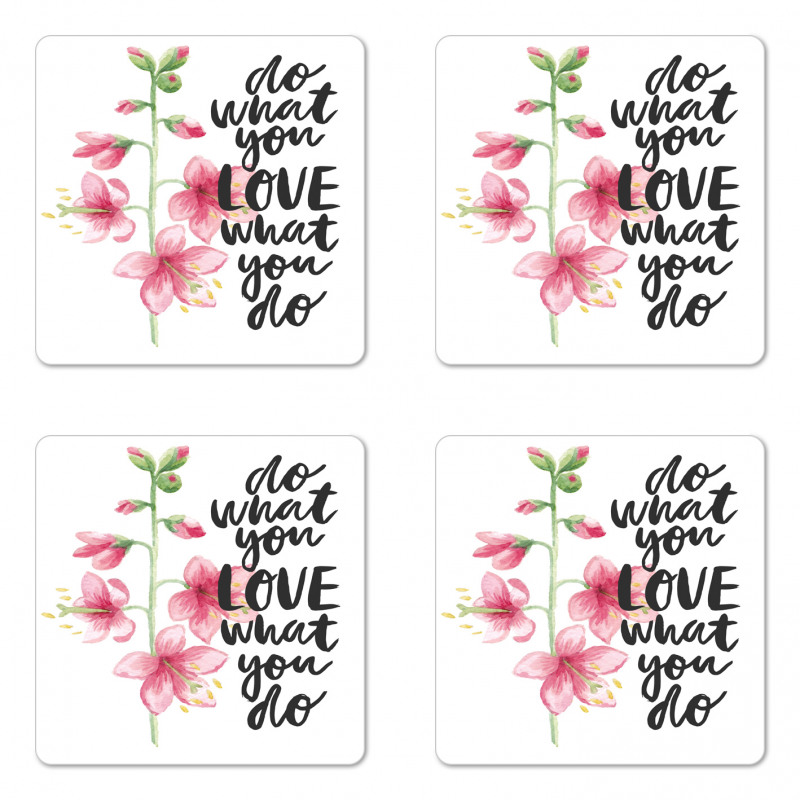 Do What You Love Flowers Coaster Set Of Four