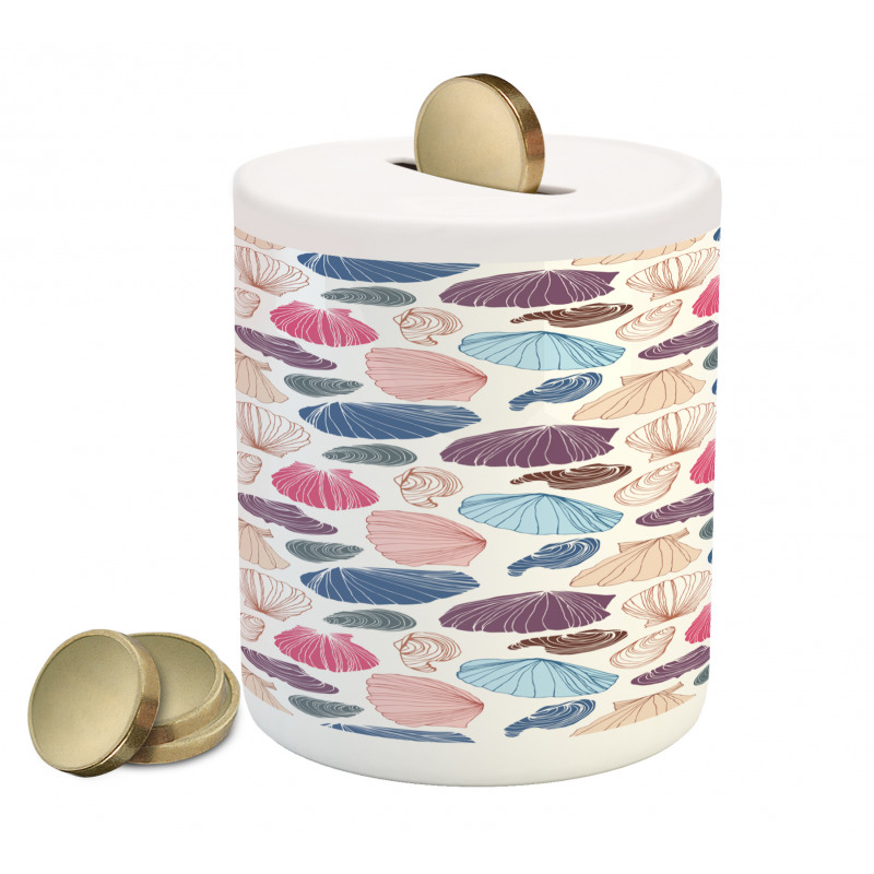 Hand Drawn Colorful Shells Piggy Bank