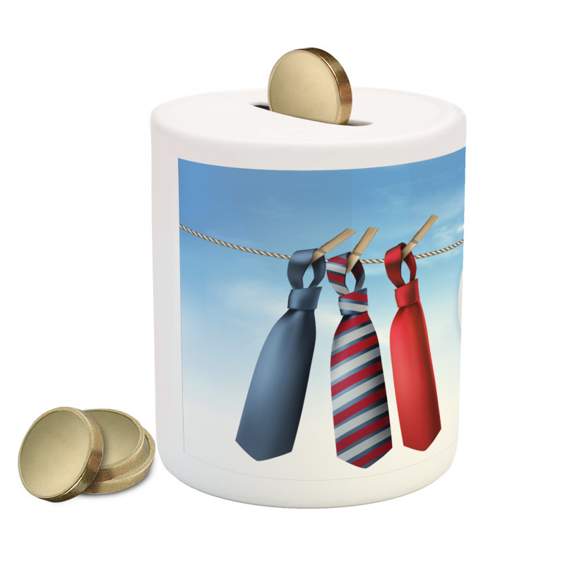 Ties Hanging on Rope Piggy Bank