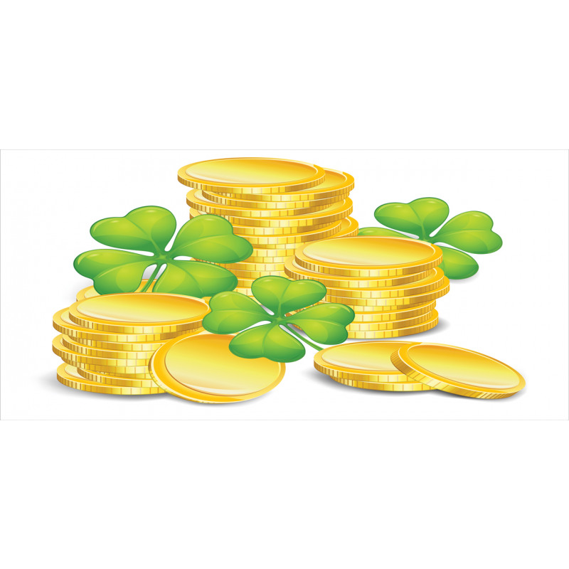 Coins and 4 Leaf Shamrock Piggy Bank