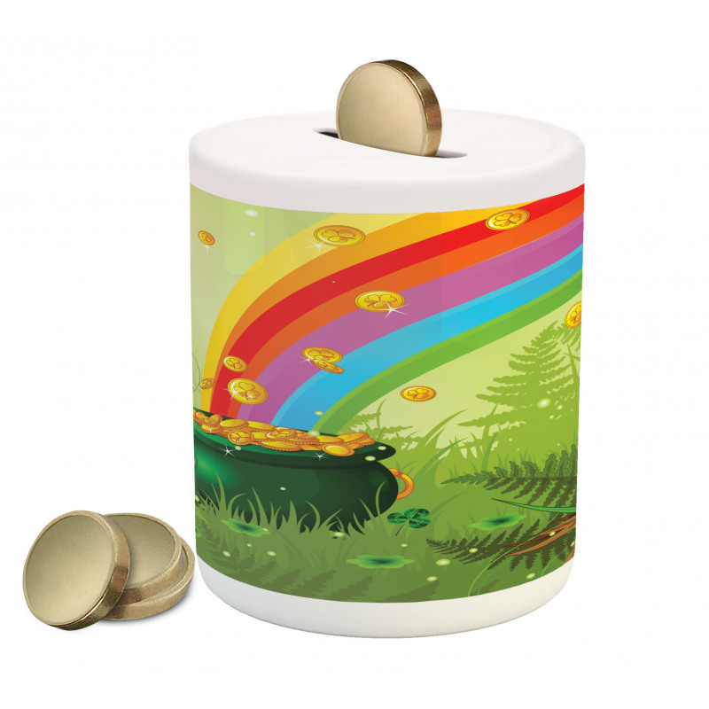 Pot of Coins and Rainbow Piggy Bank