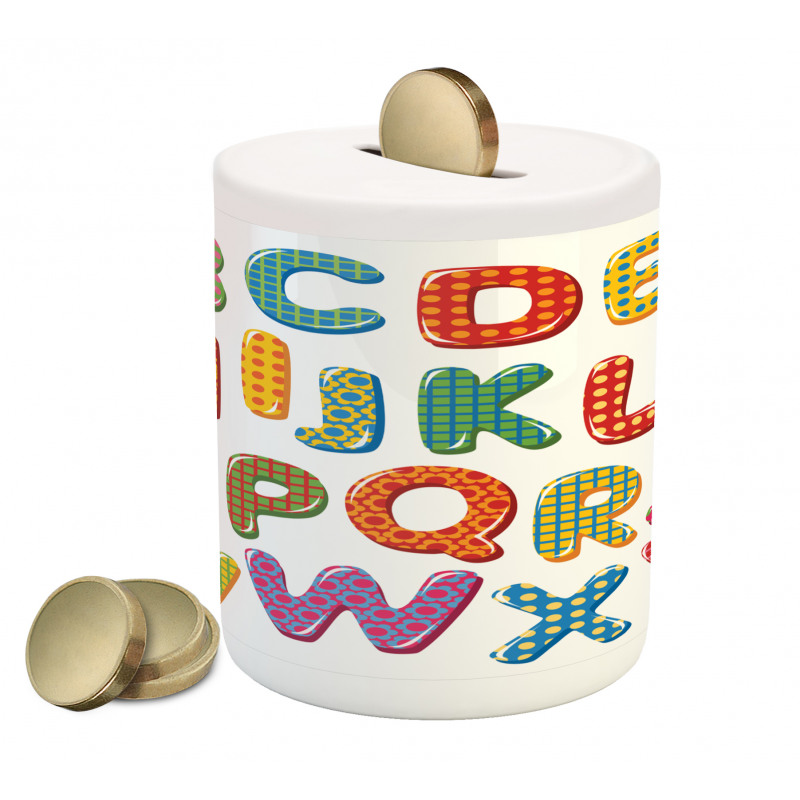 Funny Lettering Pattern Piggy Bank