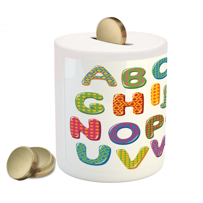 Funny Lettering Pattern Piggy Bank