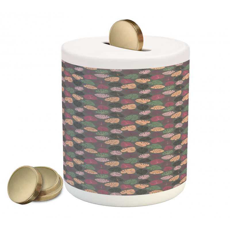 Pastel Abstract Leaves Piggy Bank