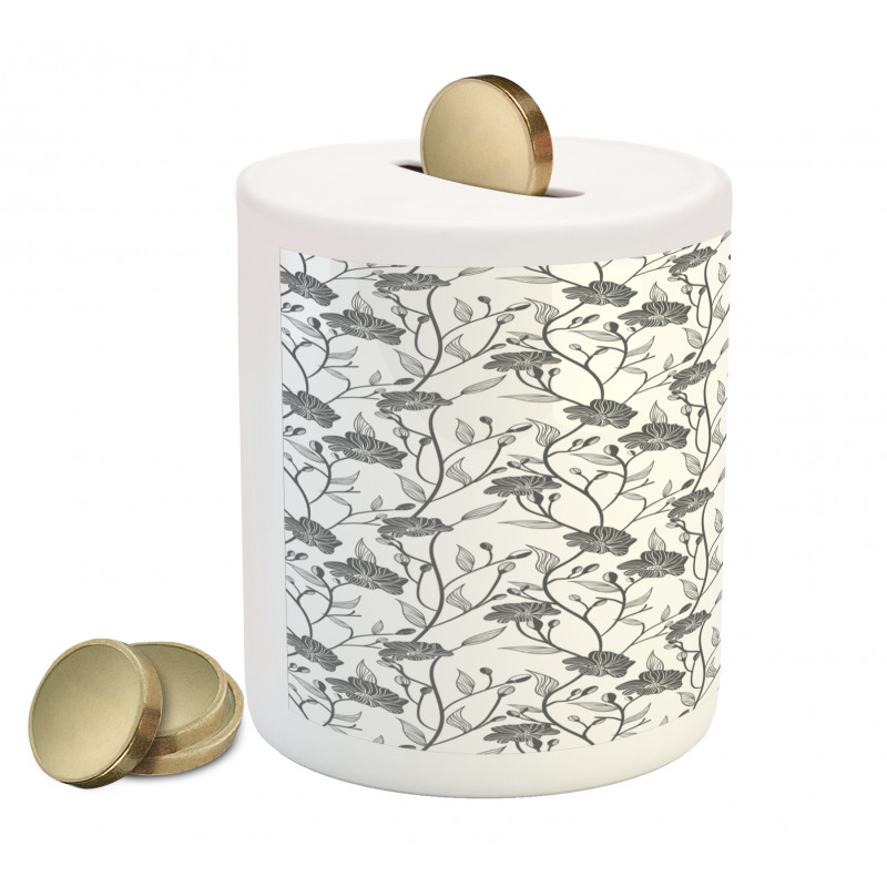 Blooming Flowers Buds Art Piggy Bank