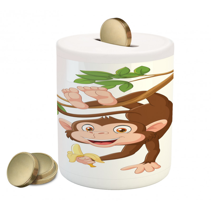 Monkey with Banana Tree Piggy Bank