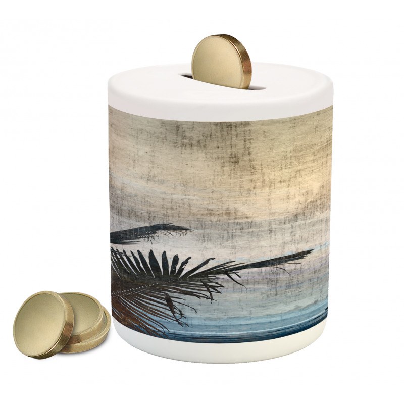 Grunge Palm Trees Art Piggy Bank