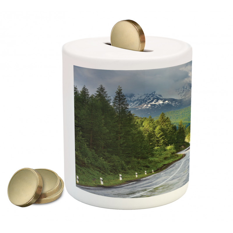 Mountain Landscape Road Piggy Bank