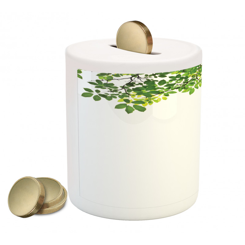 Fresh Branch with Leaves Piggy Bank