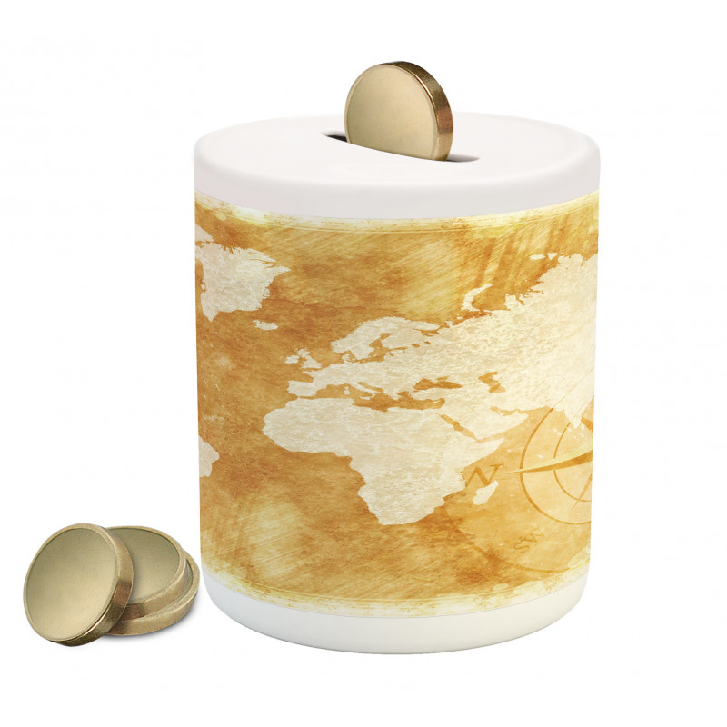 Old Fashioned World Map Piggy Bank