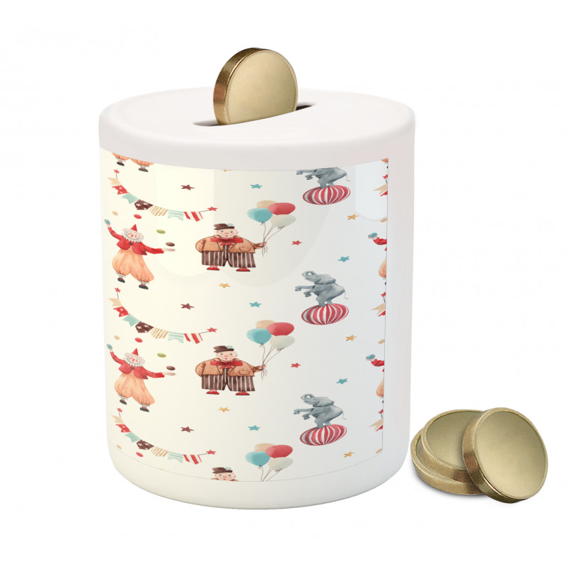 Watercolor Nursery Clowns Piggy Bank