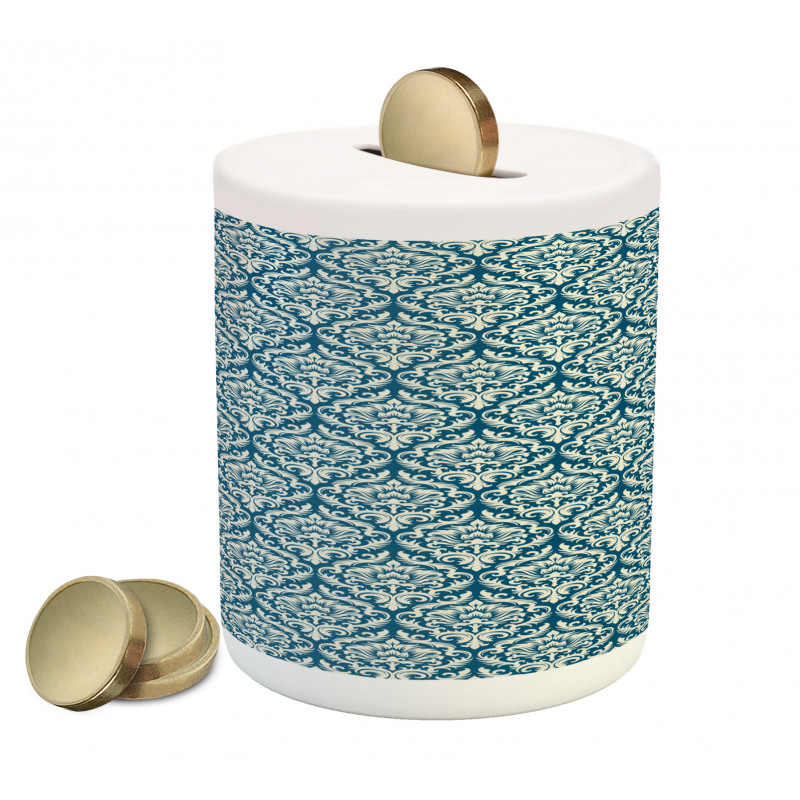 Blue Floral Pattern Piggy Bank