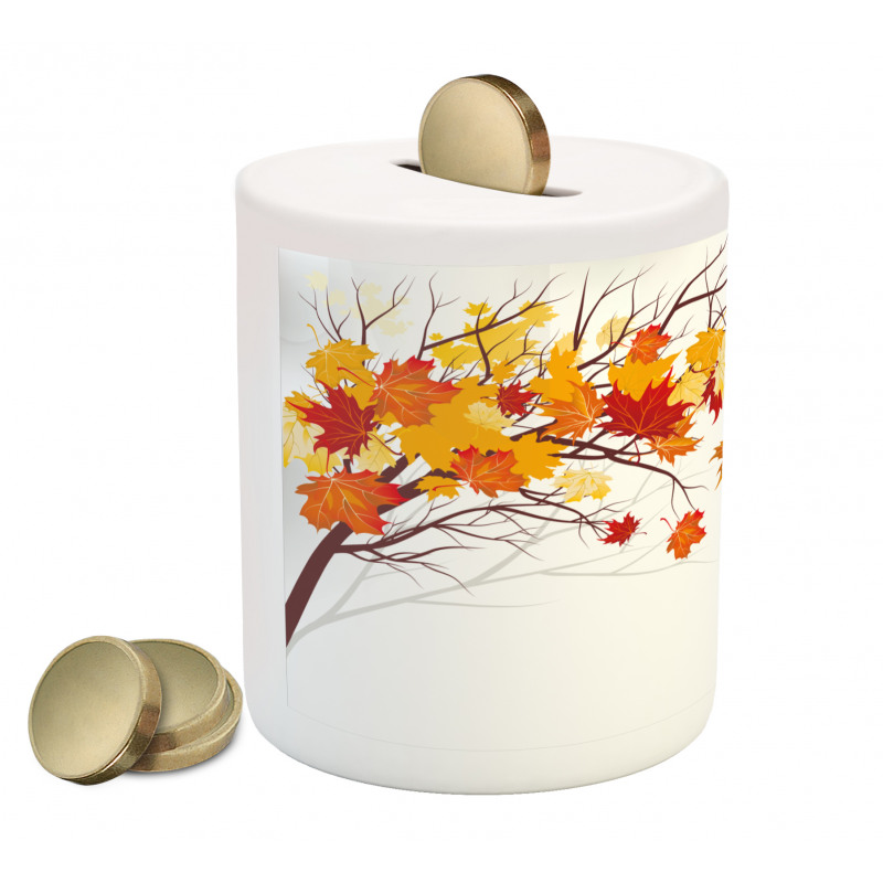 Cartoon Maple Autumn Tree Piggy Bank