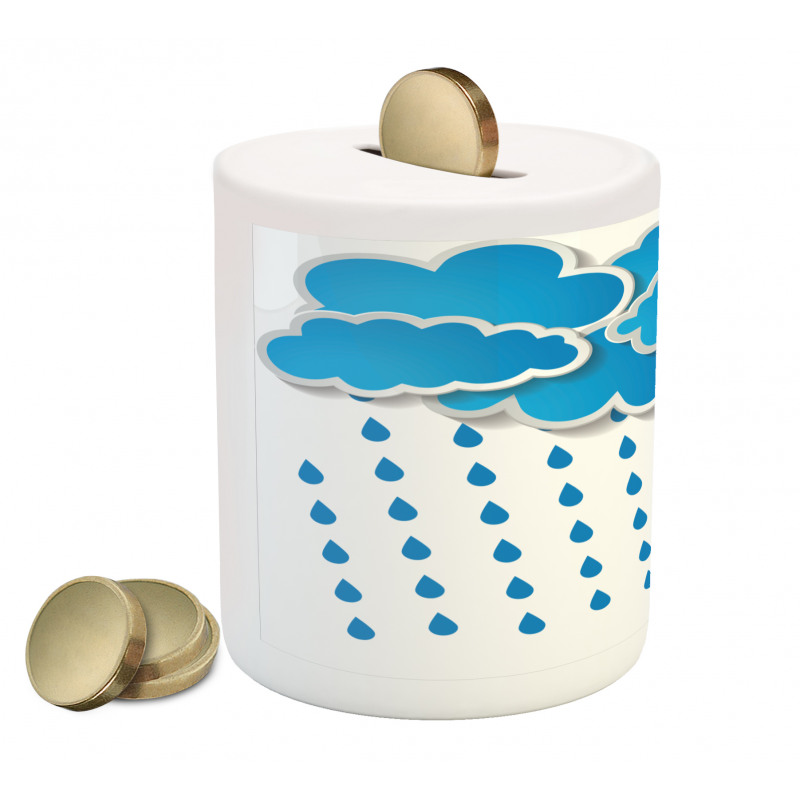 Puffy Clouds Rainy Day Piggy Bank