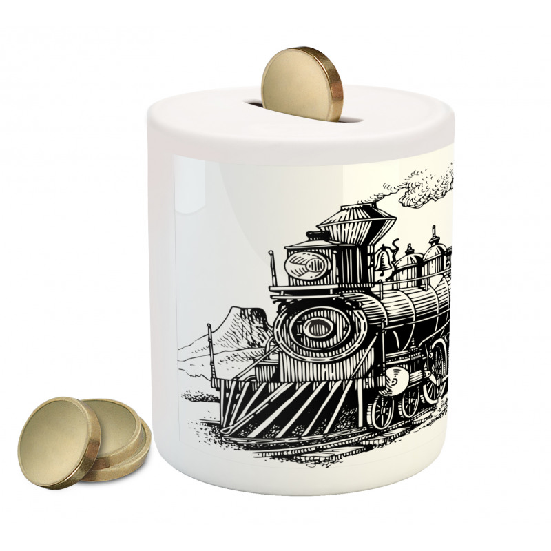 Rustic Old Train Piggy Bank