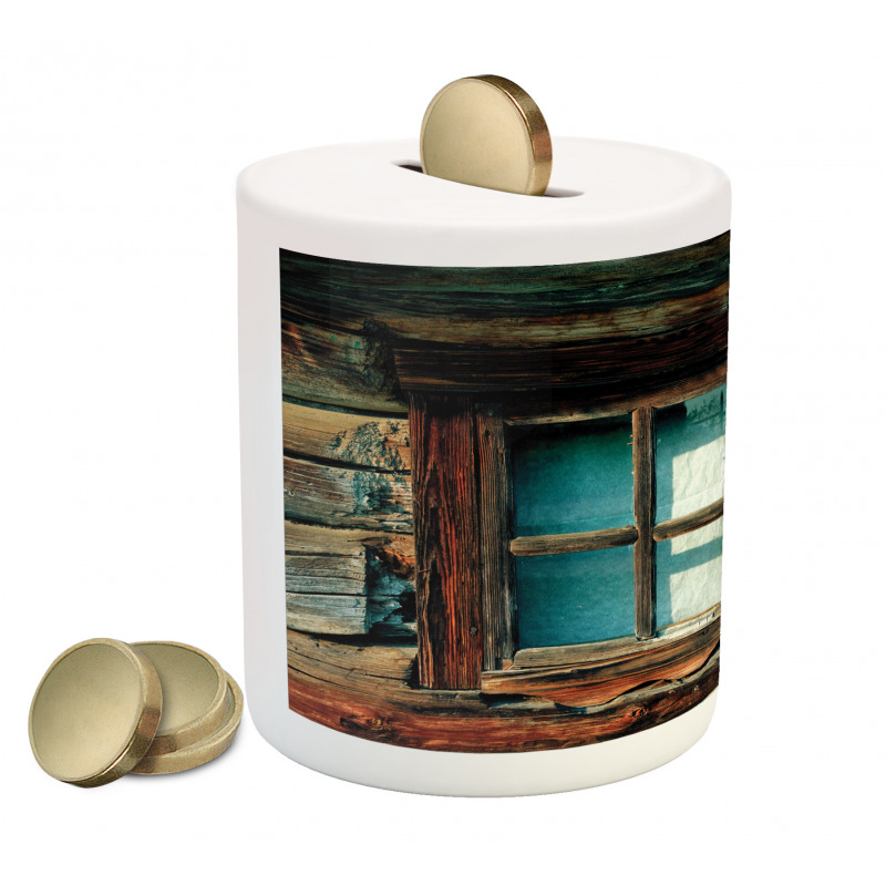 Wooden Pattern Window Piggy Bank