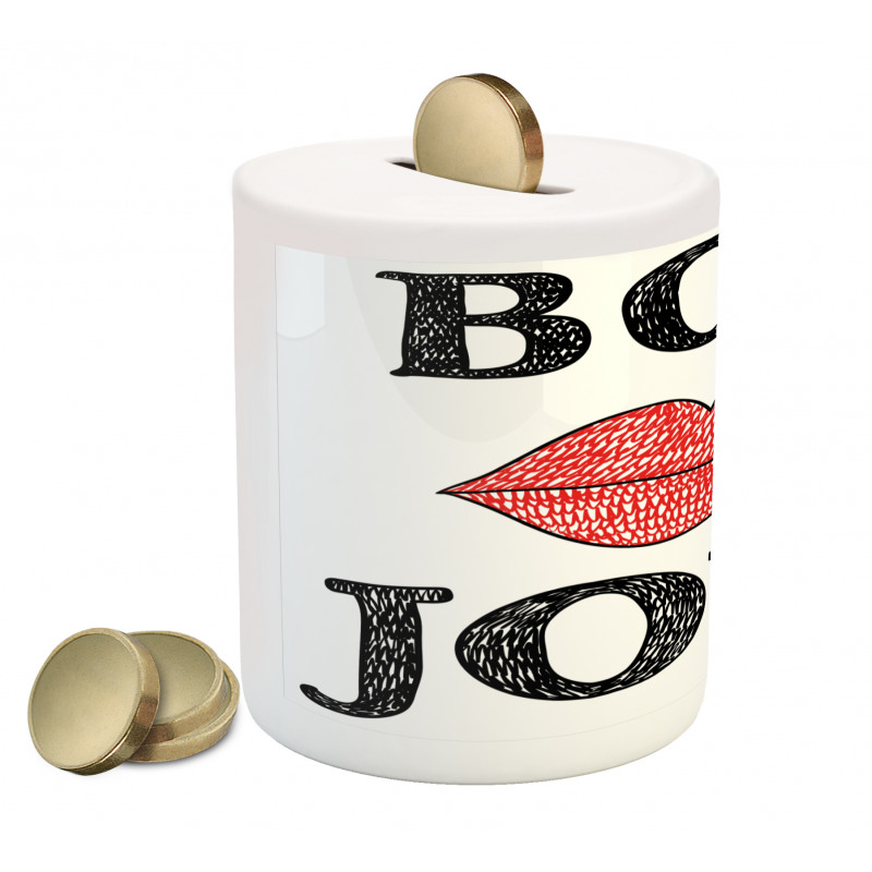 Vintage Bon Jour Words Piggy Bank