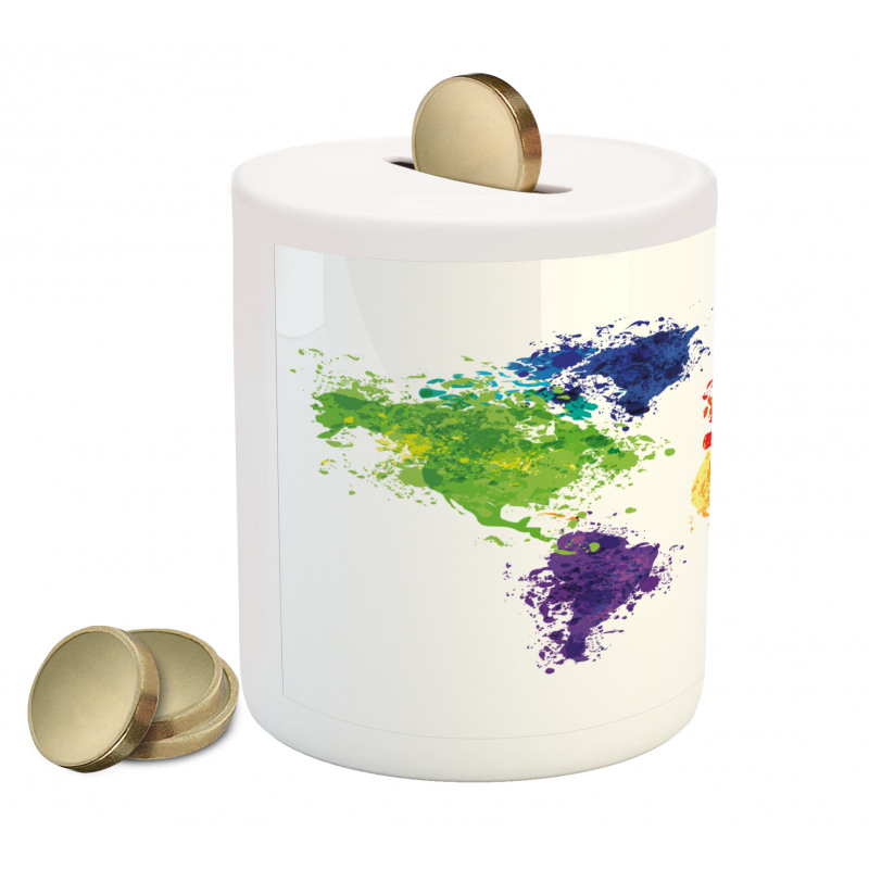 World Map Artwork Piggy Bank