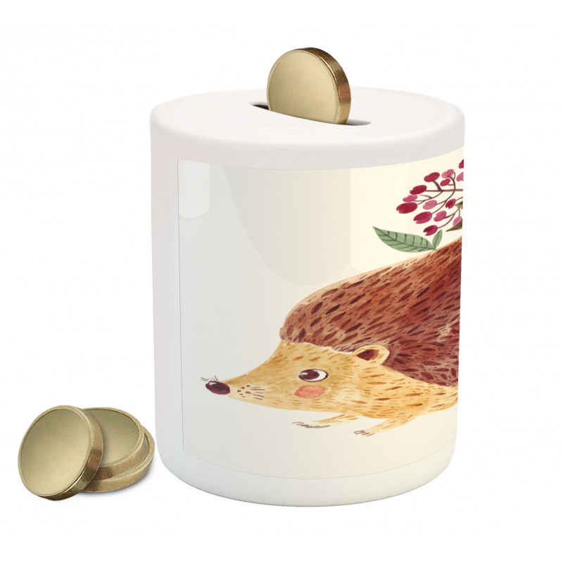 Hedgehog Watercolor Piggy Bank