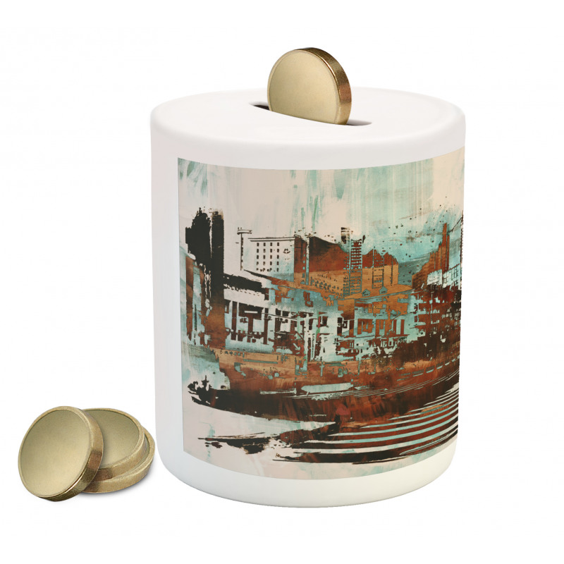 Urban Abstract Cityscape Piggy Bank